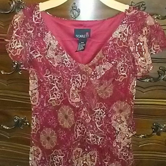 Ruffle Red Western Dress 5/6 - Picture 1 of 2